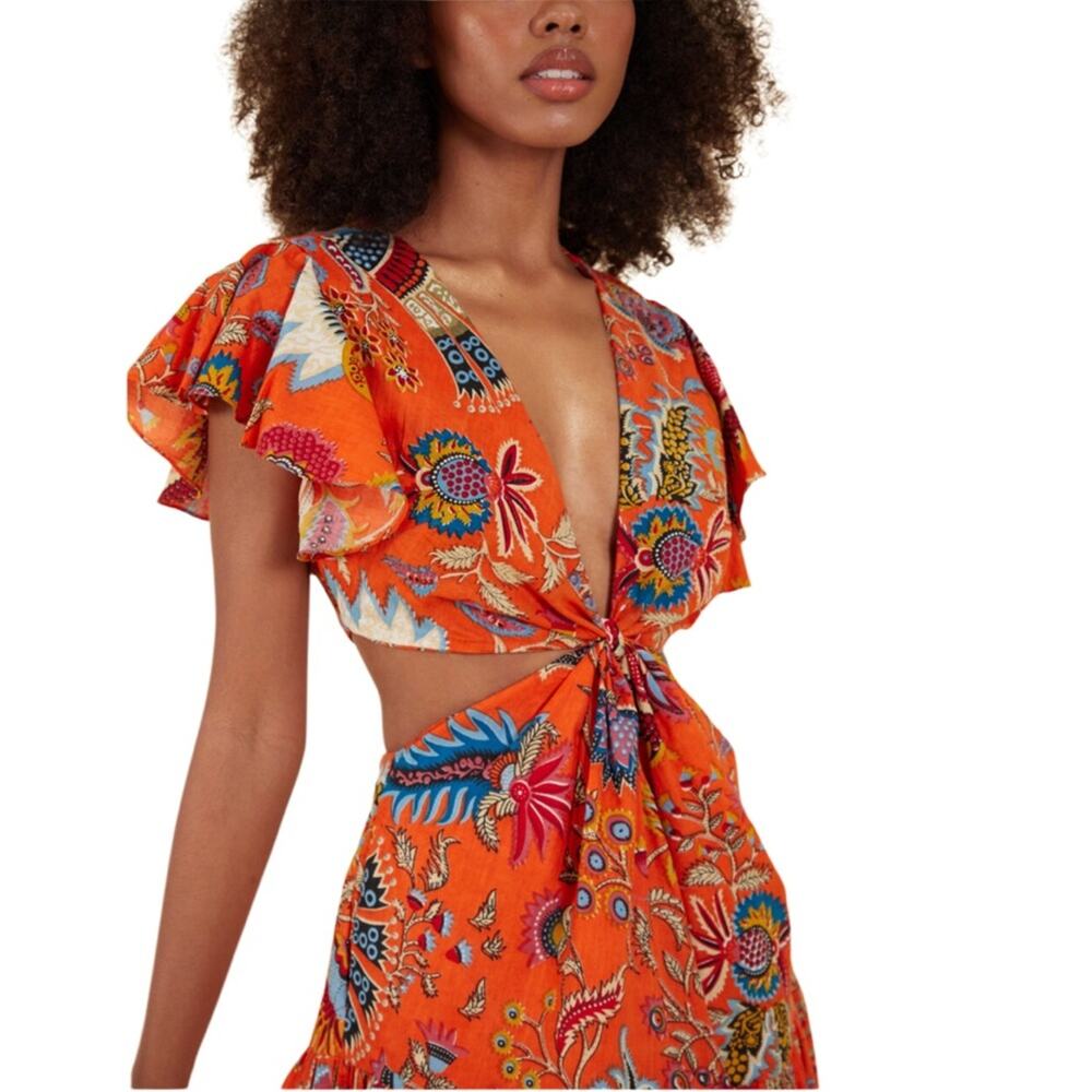 Charina Sarte Tropical Poplin Cut Out Mini Dress Size XS NWOT